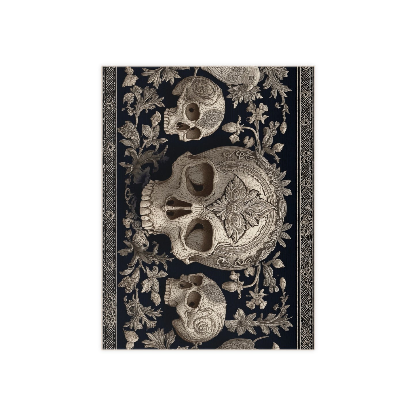 Ornate Skull Ceramic Photo Tile - Gothic Home Decor