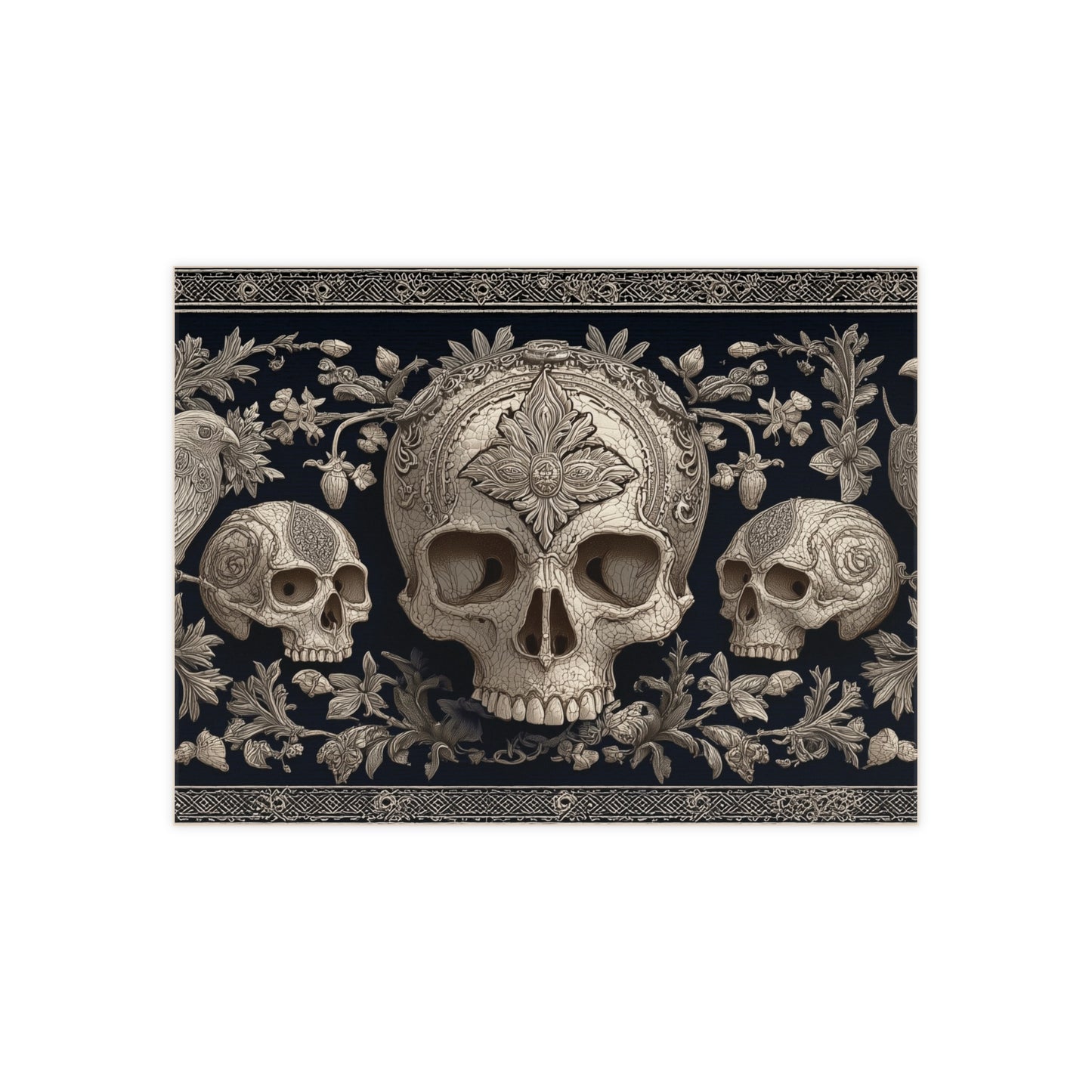 Ornate Skull Ceramic Photo Tile - Gothic Home Decor
