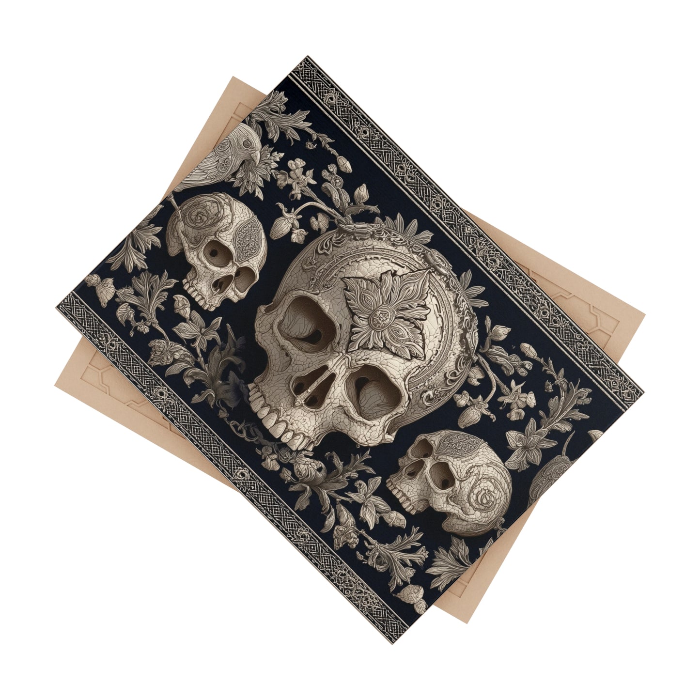 Ornate Skull Ceramic Photo Tile - Gothic Home Decor