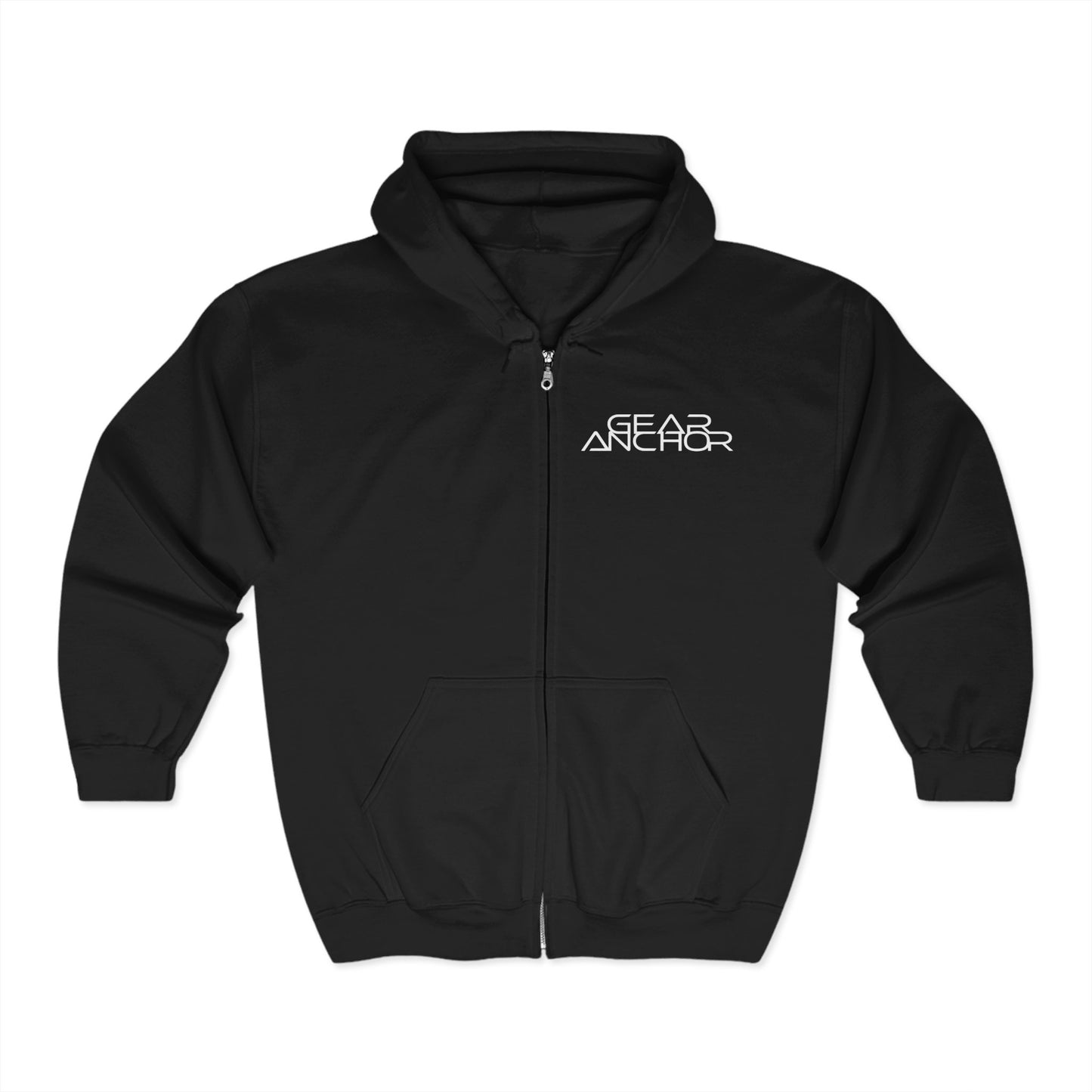 Full Zip Hooded Sweatshirt: GA Logo, Techno Skull back