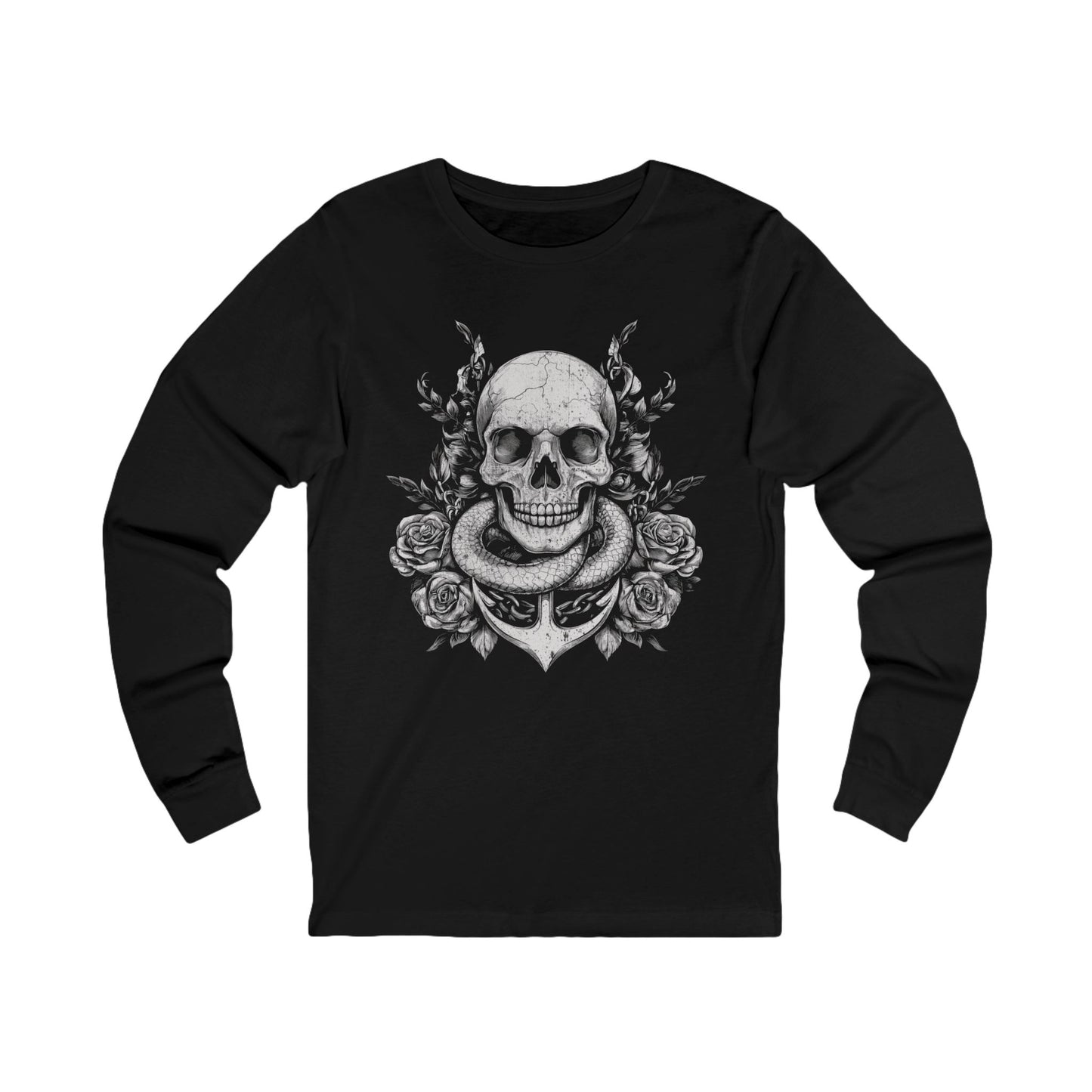 Anchor, Snake, Skull, & Roses Long Sleeve Tee