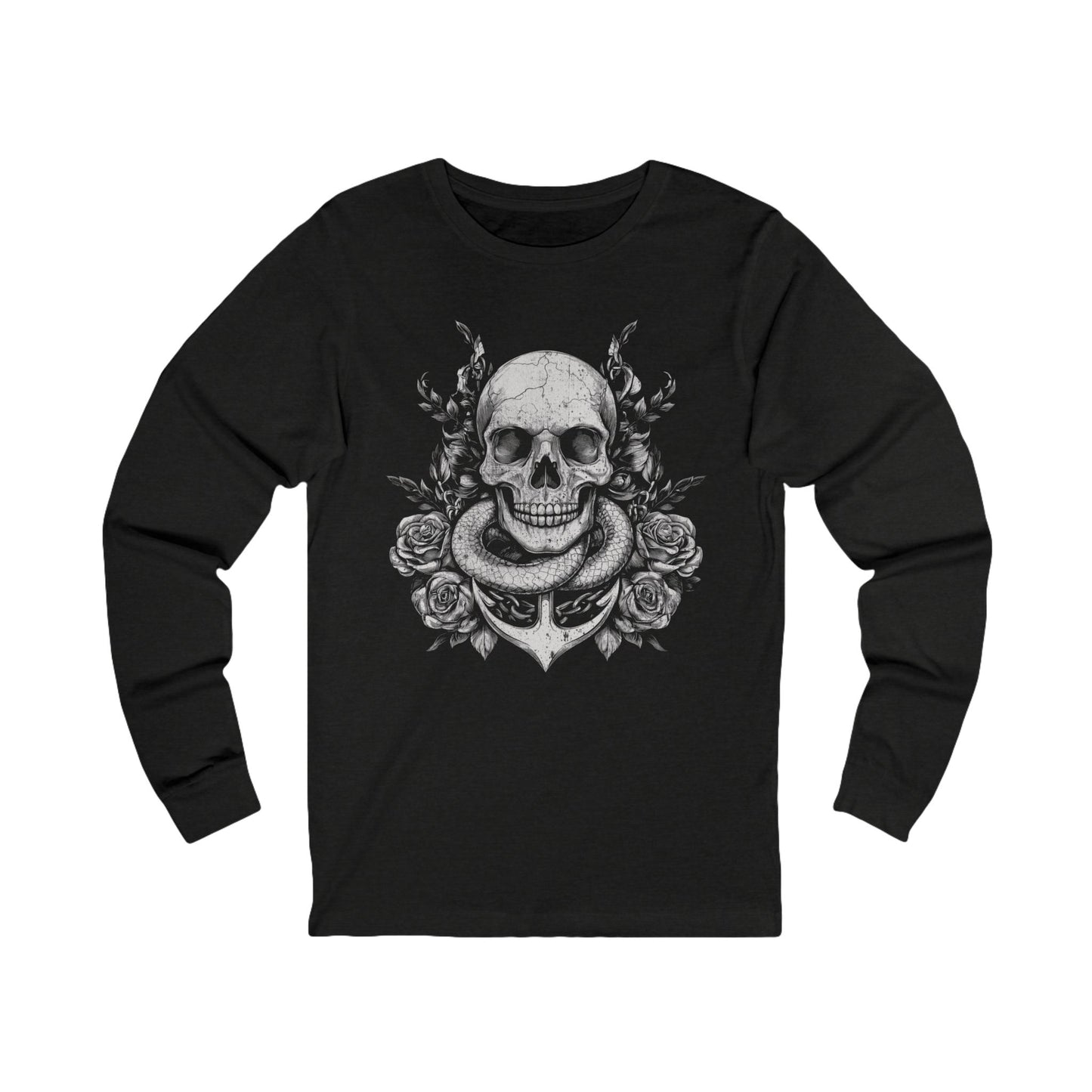 Anchor, Snake, Skull, & Roses Long Sleeve Tee