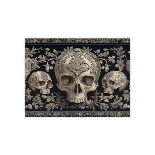 Ornate Skull Ceramic Photo Tile - Gothic Home Decor